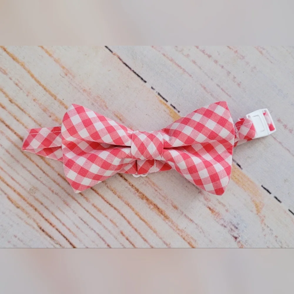 Trendy Ties Pink White Gingham Kids Bow Tie